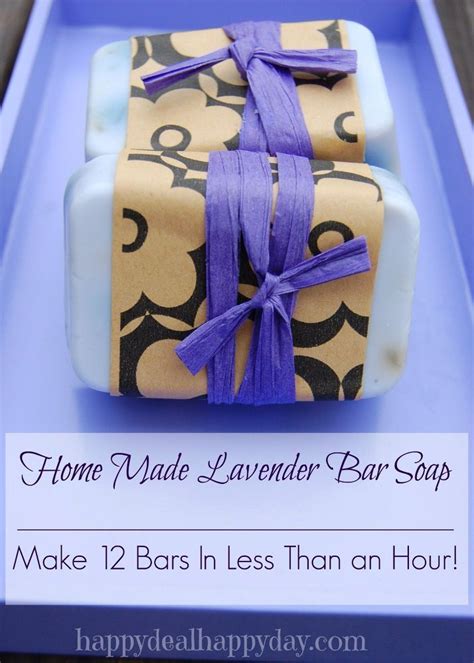 Soap Bars Wrapped In Brown And Blue Paper With Purple Ribbon Tied