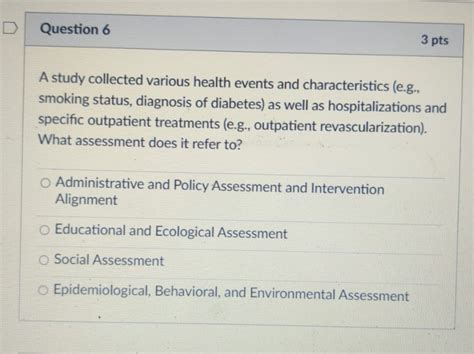 Solved Question 63 PtsA Study Collected Various Health Chegg