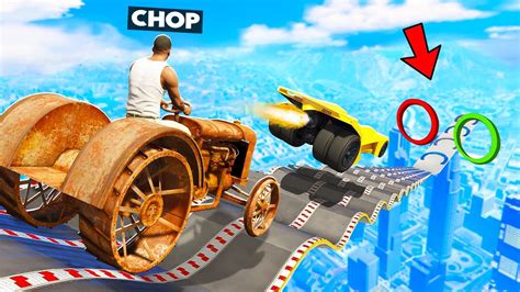 Gta Mega Ramp Challenge To Two Holes With Chop And Frosty Youtube