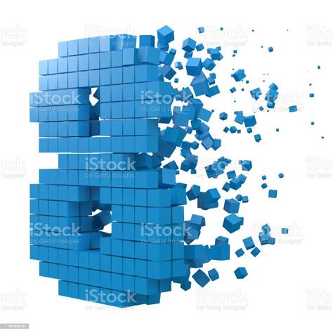 Number 8 Shaped Data Block Version With Blue Cubes 3d Pixel Style