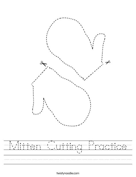 Mitten Cutting Practice Worksheet Twisty Noodle