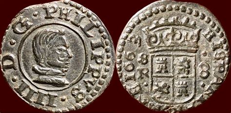 SPAIN KINGDOM PHILIP IV 1621 1665 8 Maravedis 1663 SR Sevilla Ss