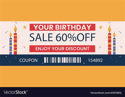 Birthday sale coupon design template Royalty Free Vector