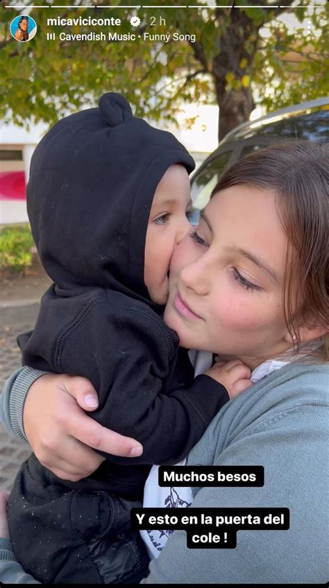 Las tiernas imágenes de Luca Cubero a los mimos con su hermana Sienna