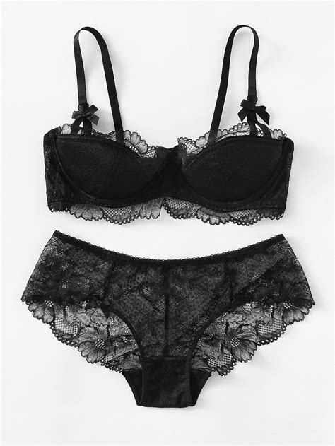 Bow Detail Scalloped Lace Lingerie Set Artofit