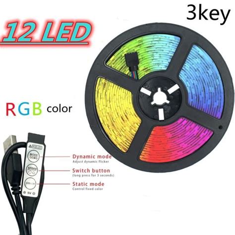 BANDE LED 12LED 3Key EU Plug 15m Bande Lumineuse Led Flexible Arc En