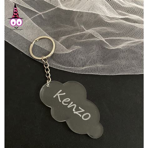 Jual Gantungan Kunci Awan Akrilik CUSTOM Nama Keychain Cloud Grafir