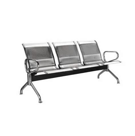 Silver Stainless Steel Three Seater Chair For Airporthospital Garden