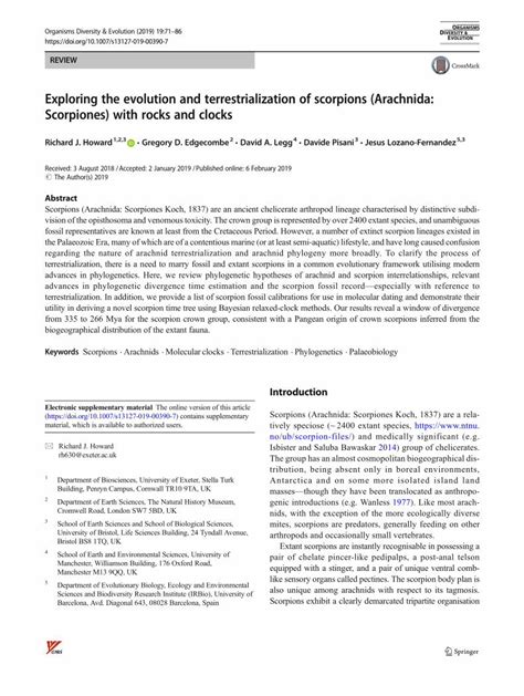 Pdf Exploring The Evolution And Terrestrialization Of Scorpions