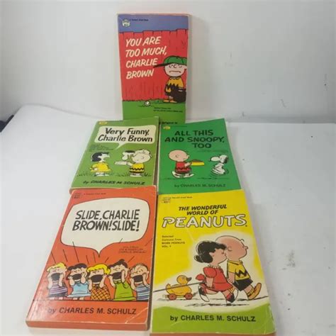 Lot Of 7 Peanuts Books By Charles M Schulz Pb Charlie Brown Snoopy Vtg