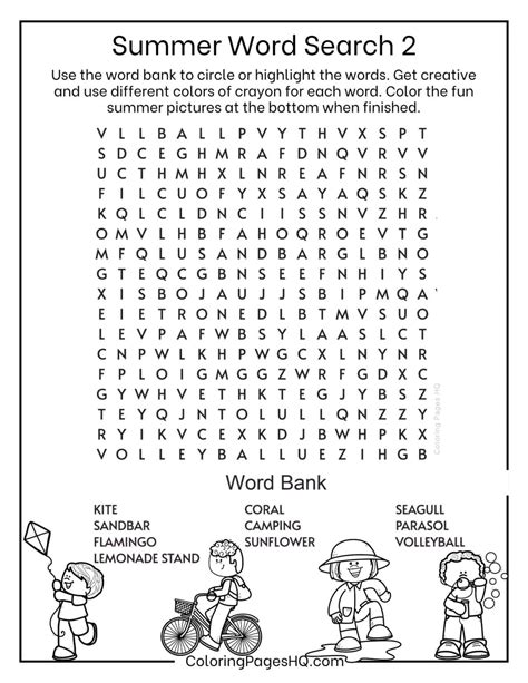 Fun Summer Word Search Free Pdf Printables Coloring Pages Hq