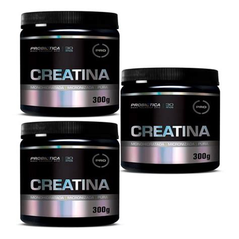 Combo 3x Creatina Monohidratada Pura 300g Probiótica Submarino