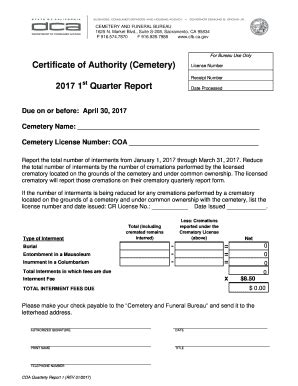 Fillable Online Cfb Ca Due On Or Before April Cemetery Name