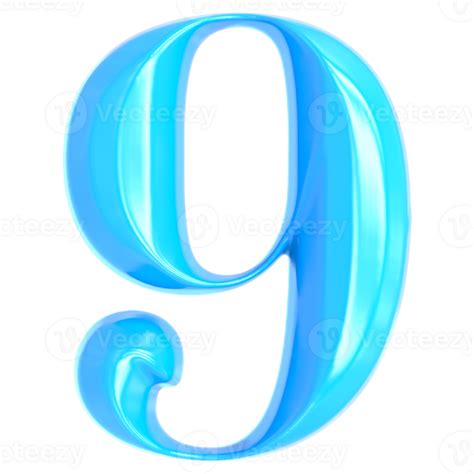 Blue Number 9 3d Render 46654226 Png