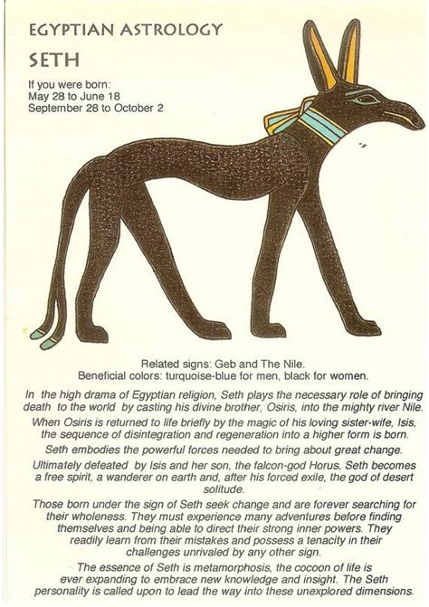 Vintage Egyptian Astrology Postcard Seth From Zodiac Unlimited