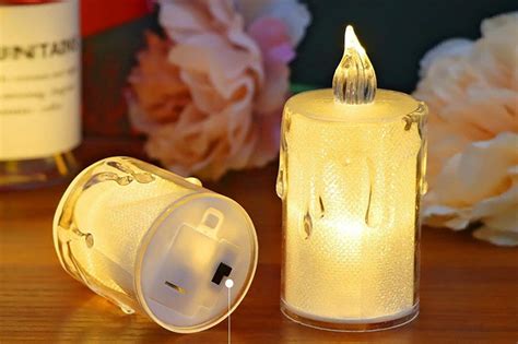 Luces Decorativas SET 24 VELAS LED ACRILICO DERRETIDA LARGA CALIDO