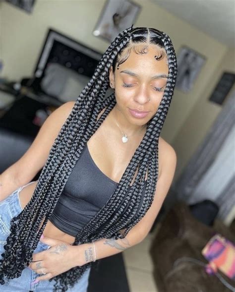 Large Knotless Braids With Curls Coi Leray Braids Braids With Curls