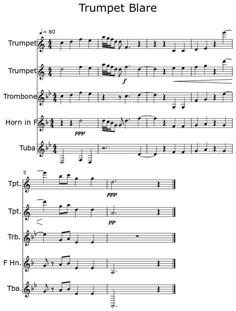 Trumpet Blare Sheet Music For Trumpet Trombone Horn In F Tuba