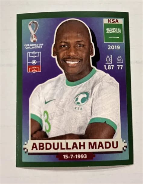 PANINI FIFA WORLD Cup Qatar 2022 Green Abdullah Madu Sticker KSA11