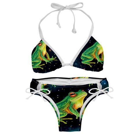 Starry Sky Frog Detachable Sponge Adjustable Strap Bikini Set Two Pack Ideal For Beach Pool