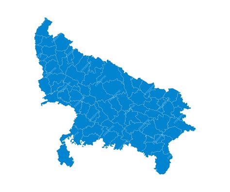 Premium Vector | Sky blue Color Uttar Pradesh map Political and ...