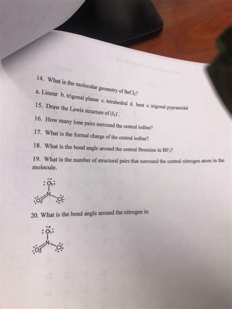 Solved 14. What is the molecular geometry of BeCl2? a. | Chegg.com