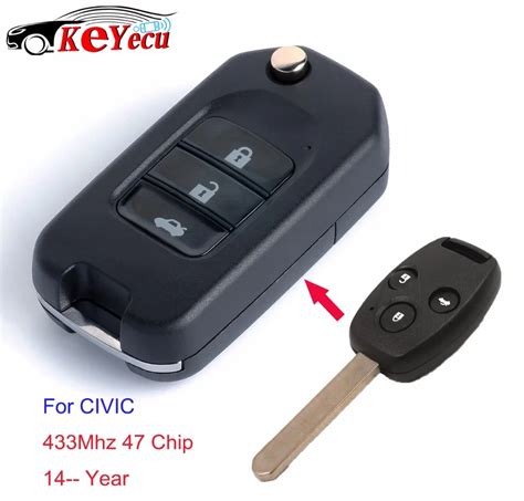 KEYECU Replacement Upgraded Flip Remote Car Key Fob 3 Button 433 MHz