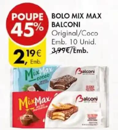 Promoção BOLO MIX MAX BALCONI Emb 10 Unid em Pingo Doce