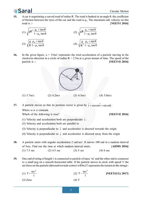 Circular Motion Previous Year Neet Questions With Solutions