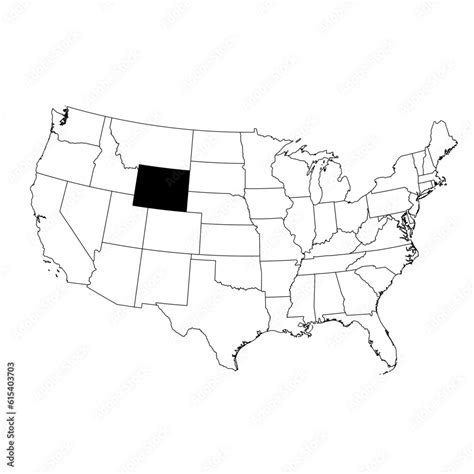 Vector Map Of The State Of Wyoming Highlighted Highlighted In Black On