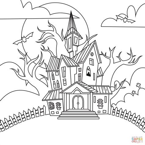 Printable Haunted House Coloring Pages