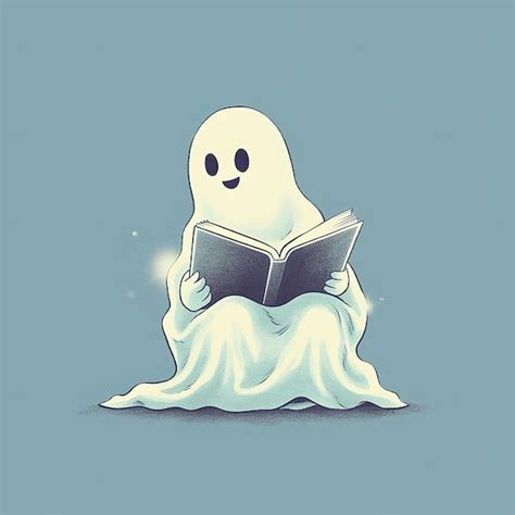 Premium Photo Cute Ghost Reading A Book Illustration