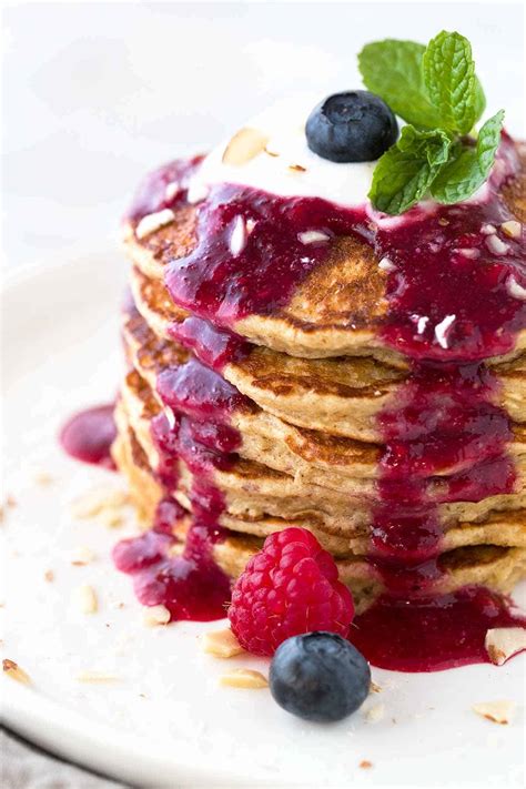 Healthy Oat Pancakes With Berry Sauce Jessica Gavin