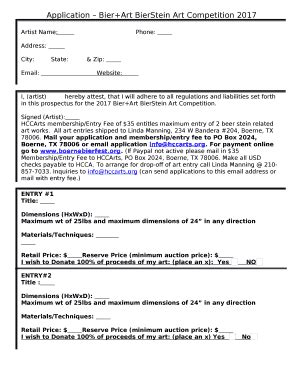 Application Bier Art Bierstein Art Competition Doc Template