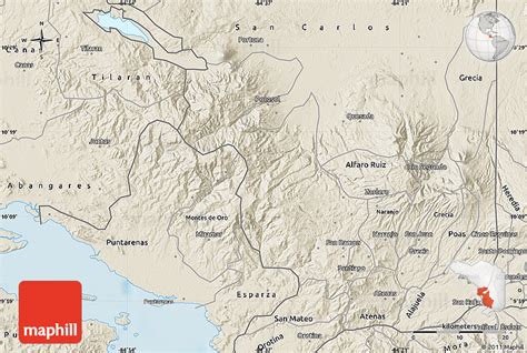 Shaded Relief Map of San Ramon