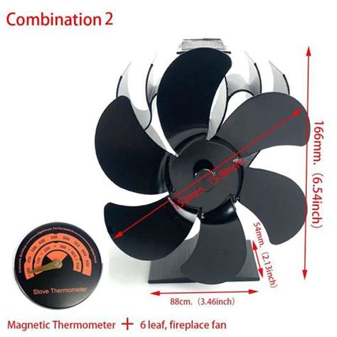 Mini ventilateur de cheminée noir à 6 lames brûleur à bois Ecofan