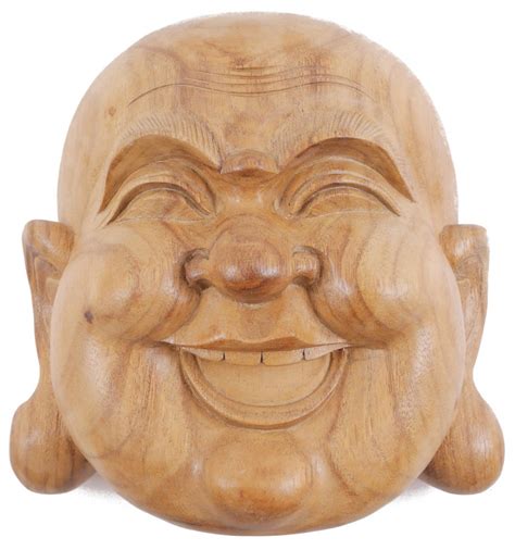 Masque Bouddha Rieur Chinois En Bois D Coration Feng Shui Artisanale