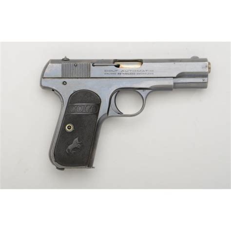 Colt Model 1903 Semi Auto Pistol 32 Cal 4” Barrel Blue Finish Checkered Hard Rubber Grips