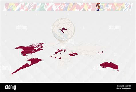 Enlarge the map of Croatia selected on the perspective world map ...