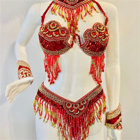 Red And Gold Samba Cabaret Bikini Etsy