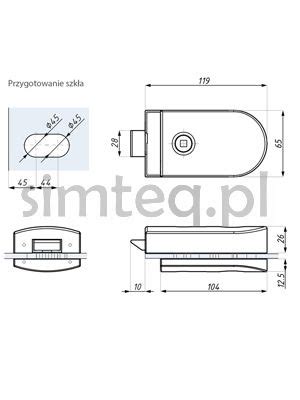 Zamek TGL60SNH do drzwi jednostronnych tylko klamka szkło 8 12 mm