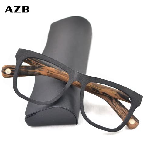 AZB Oversized Vintage Wood Eyeglasses frames Men Myopia Hyperopia Retro ...