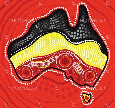 Aboriginal dot artwork with map of Australia - Download Graphics & Vectors