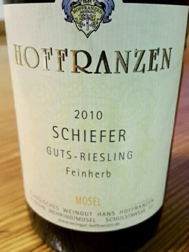 Hoffranzen Schiefer Guts Riesling Feinherb Vivino