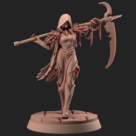 3d Printable Female Reaper By Galaad Miniatures Female Reaper Art Reaper Drawing