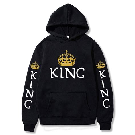 Lovers Couples Hoodies King And Queen Print Long Sleeve Streetwear