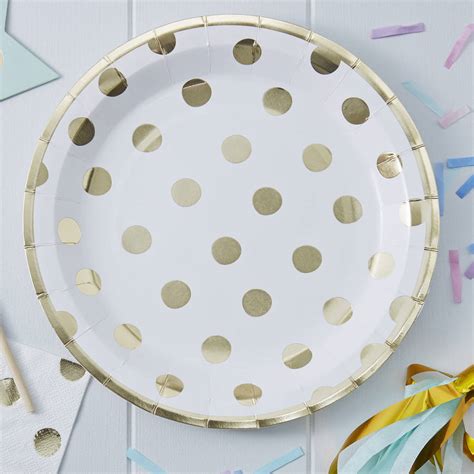 Gold Foiled Polka Dot Paper Plates By Ginger Ray