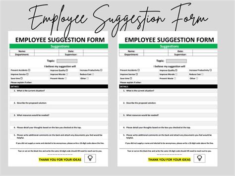 Employee Suggestion Box Form Suggestion Box Cards Employee Feedback