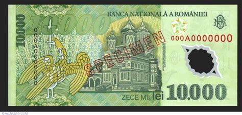 10000 Lei 2000 SPECIMEN 2000 2001 Issue Polymer Romania Banknote