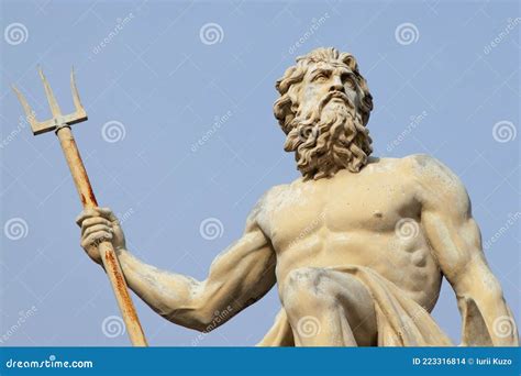 The Mighty God Of Sea And Oceans Neptune Poseidon, Triton With Trident As Symbol Strength, Power ...